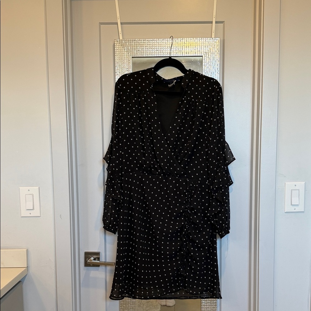 RACHEL Rachel Roy Black Dress with White Polka Dots